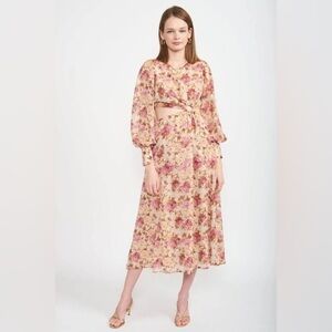 En Saison Lissandra Midi Dress Pink Floral Multi